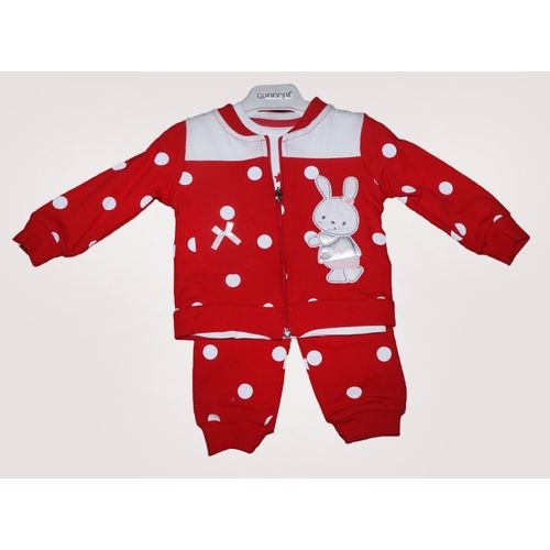 3 Piece Red dotted tracksuit-Girls clothing set -Red