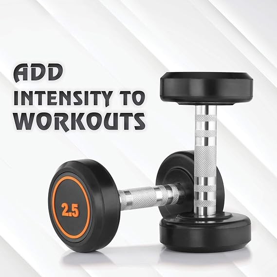 Klikfit Rubber Fixed Dumbbells, 2.5 KG (Black) (2.5kg x 2pcs)