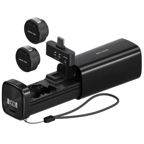 Green Lion GM-93X Microphone – Type-C Wireless Mic for Clear & Professional Audio (Black)