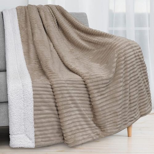 5 by 6 Coral Soft Fleece Blanket -Taupe