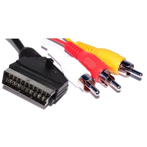 1 Piece High Quality 1.8m/6Feet RGB Scart To 3 RCA Audio Video Cable For NES For FC-black